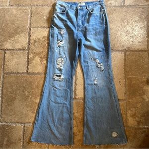 We The Free Thirty-One Distressed Flare Jeans